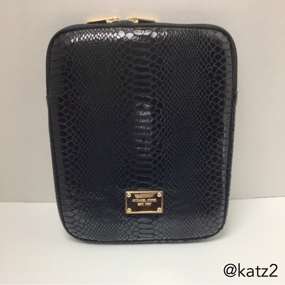MICHAEL Michael Kors Black Reptile Print Leather Case for iPad/Kindle